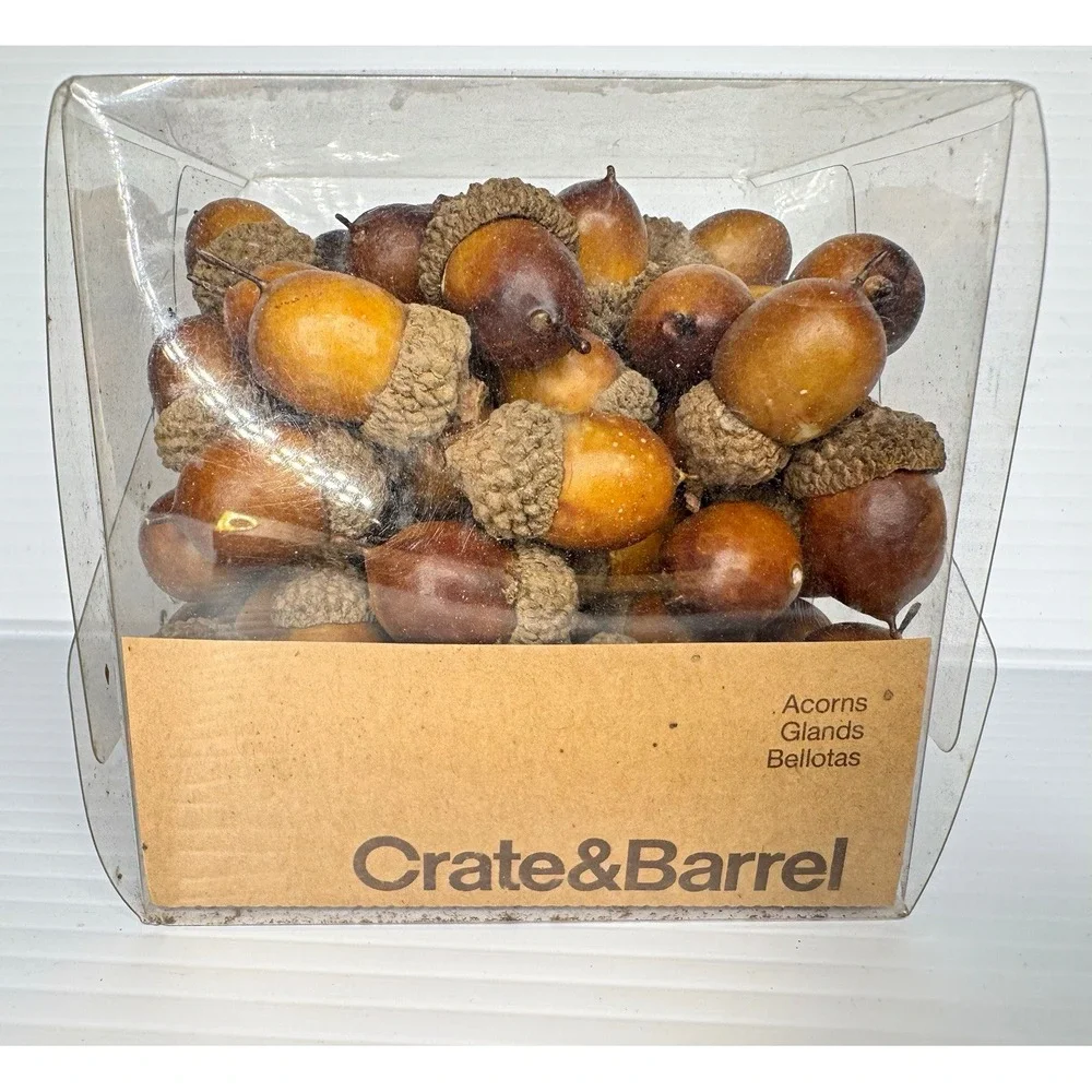 Crate & Barrel 100 Faux Acorns Fall Autumn Vase Bowl Filler Thanksgiving Decor